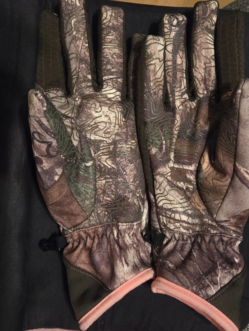 Huntworth Camo Women's Gloves MLWith Pink Fur Inside